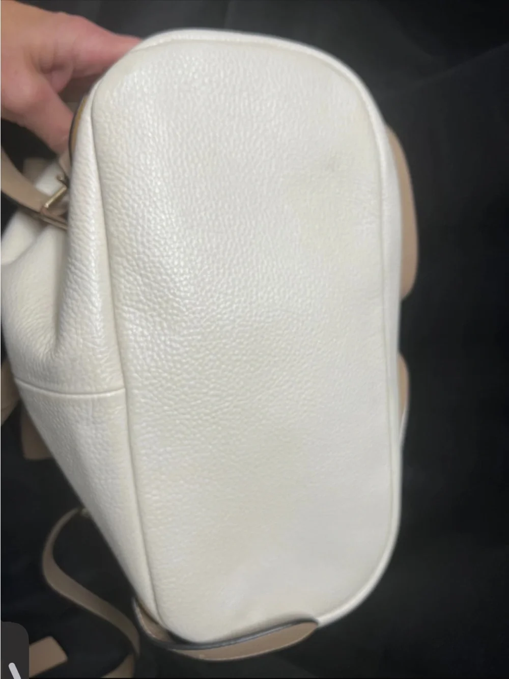Coach Two-Tone Pebbled Leather Backpack in Beige and White
